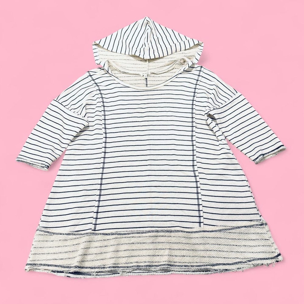 Off-White Black Striped Blouse Hoodie Shirt Medium by En Creme